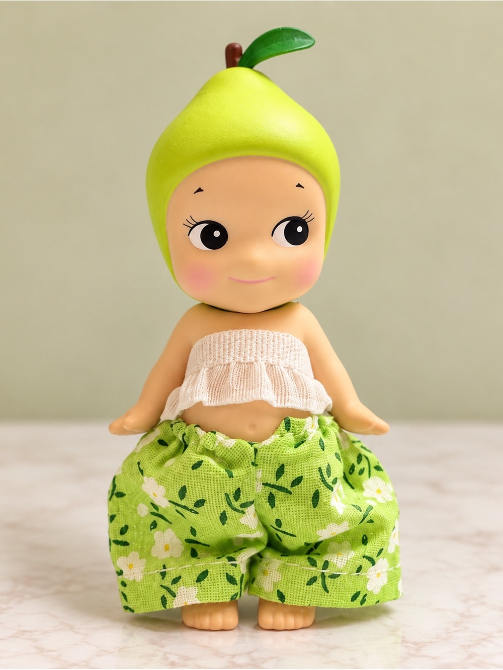 Pear from Sonny Angel Fruit series in adorable 2 piece outfit!